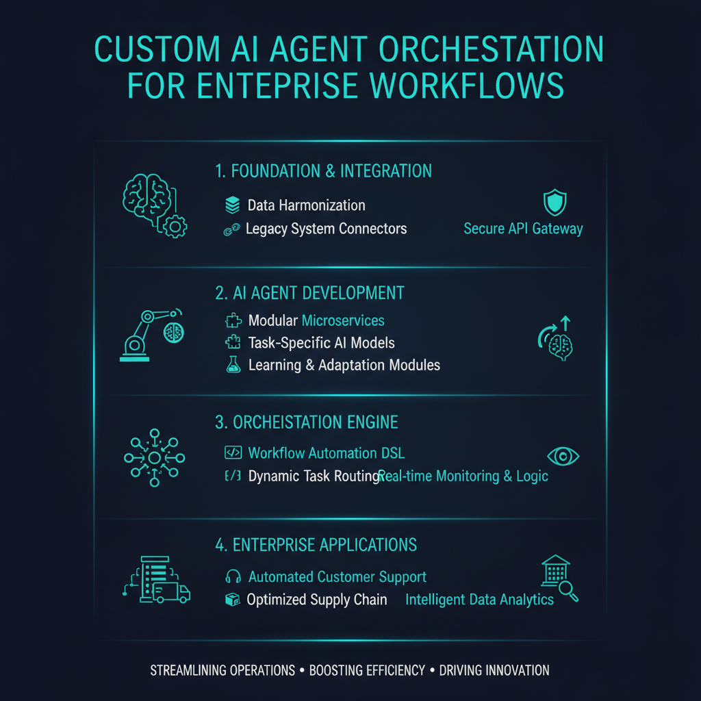 Custom AI Agent Orchestration for Enterprise Workflows infographic